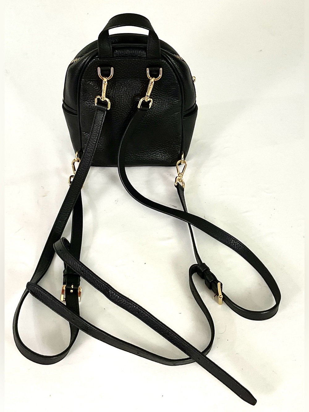 NWOT-Michael Kors-“ABBEY”-small,studded black, pebbled, leather backpack - Picture 3 of 11